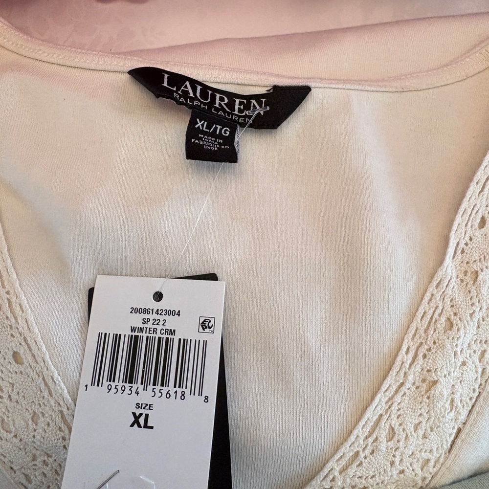 Lot of 3 Lauren Ralph Lauren Lace-Trim Henley Tops XL - Picture 4 of 11
